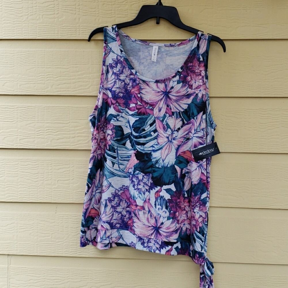 Ideology Hibiscus Printed Side-Tie Tank Top Large